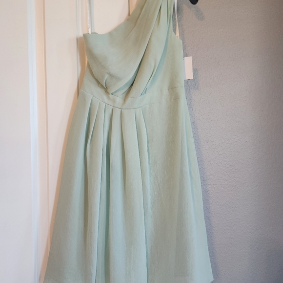 David's Bridal one shoulder bridesmaid dress in meadow color, size 6 - Picture 1 of 6